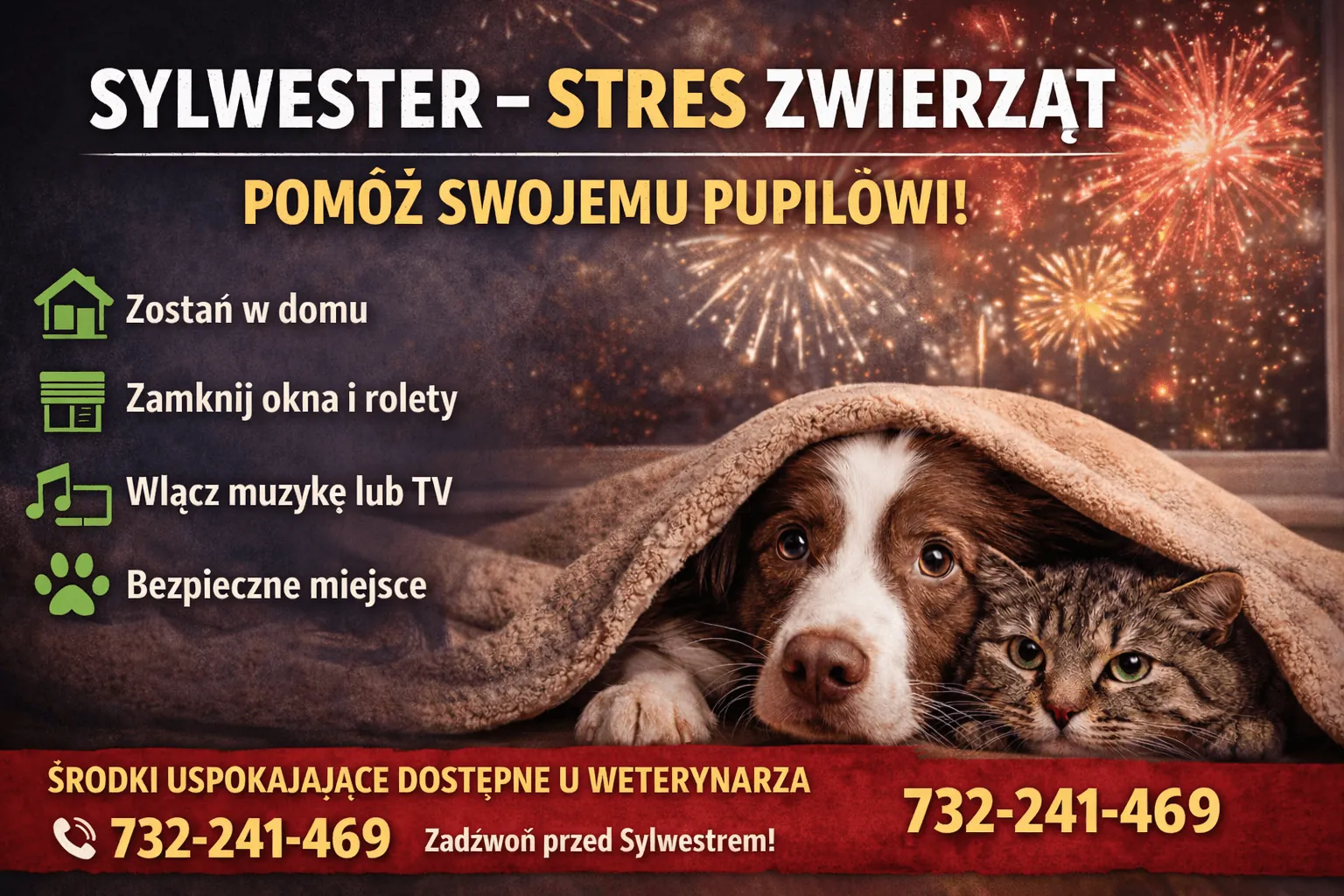 SYLWESTER – NAJTRUDNIEJSZA NOC W ROKU DLA ZWIERZĄT